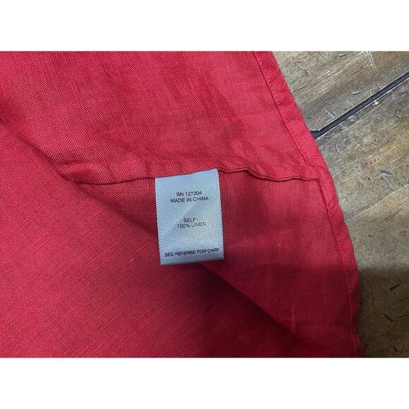 John Mark 100% Linen Button Top Red Bell Sleeves Lagenlook Size Large - Picture 9 of 11